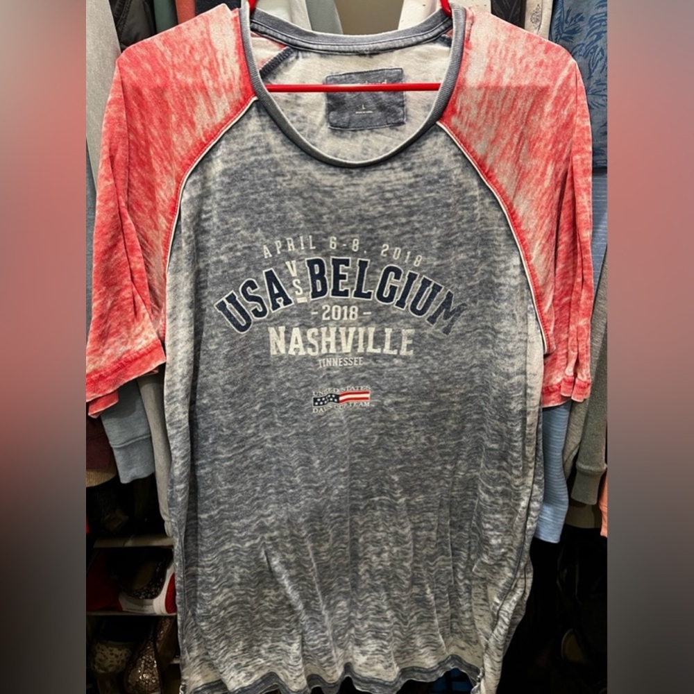 Men’s Davis Cup Tennis T-Shirt Nashville 2018 USA vs. Belgium Size Large